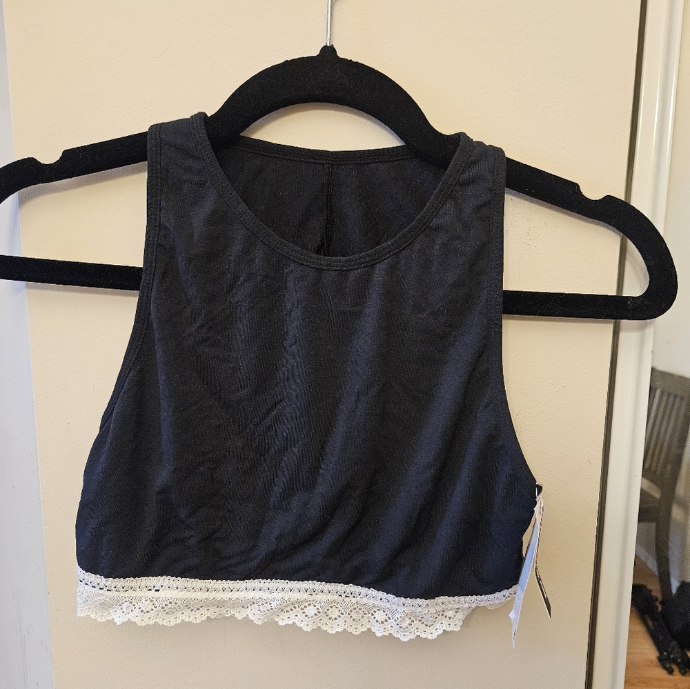 Design Lab Crop Bralette Top Black Size Medium